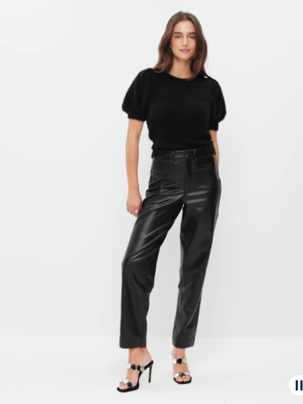 NWT High-Waisted Faux-Leather Pixie Straight Pants black